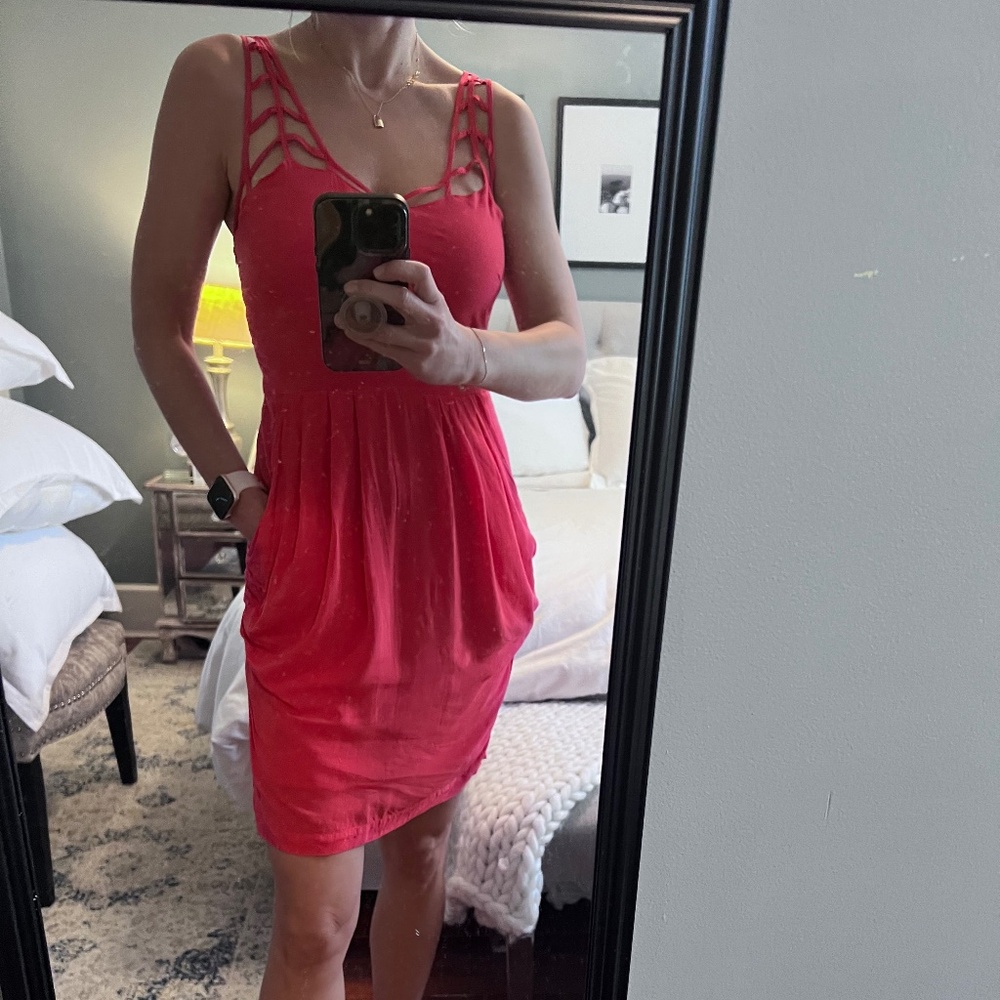 Coral dress with lattice details